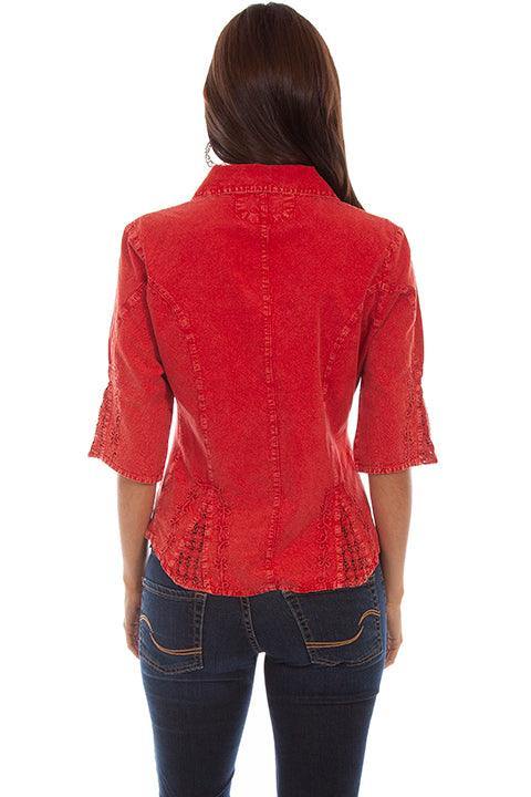Scully 3/4 Sleeve Peruvian Brick Cotton Blouse - Scully Leather