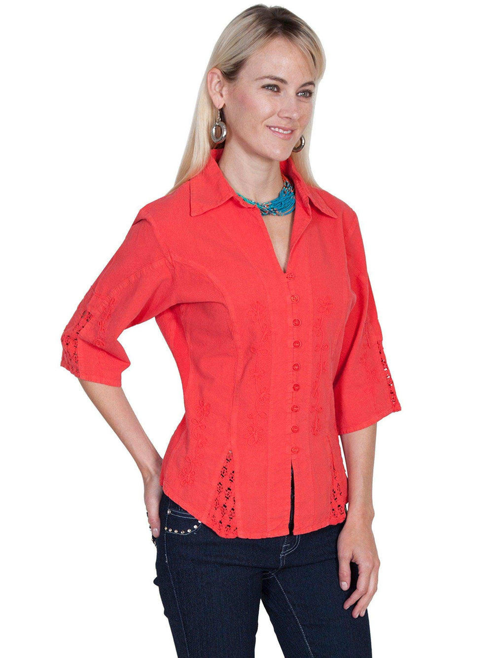Scully CAYENNE 3/4 SLEEVE PERUVIAN COTTON BLOUSE - Scully Leather - Flyclothing LLC