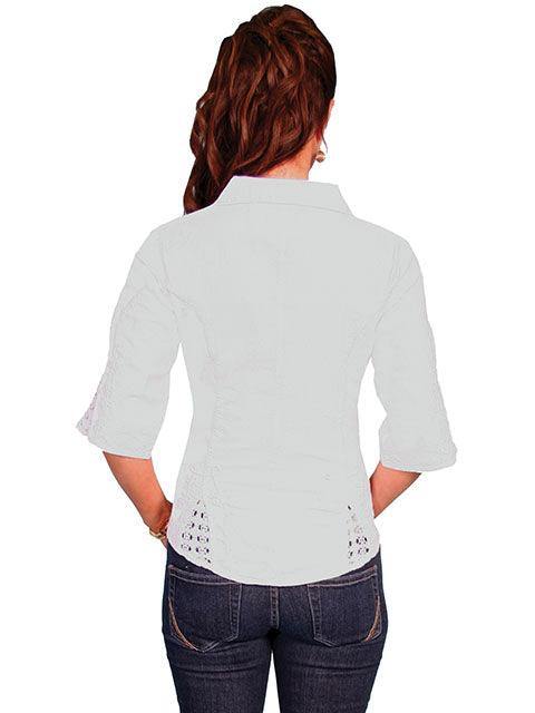 Scully 3/4 Sleeve Peruvian White Cotton Blouse - Scully Leather