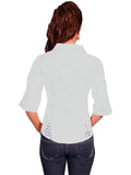 Scully 3/4 Sleeve Peruvian White Cotton Blouse - Scully Leather