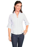 Scully 3/4 Sleeve Peruvian White Cotton Blouse - Scully Leather