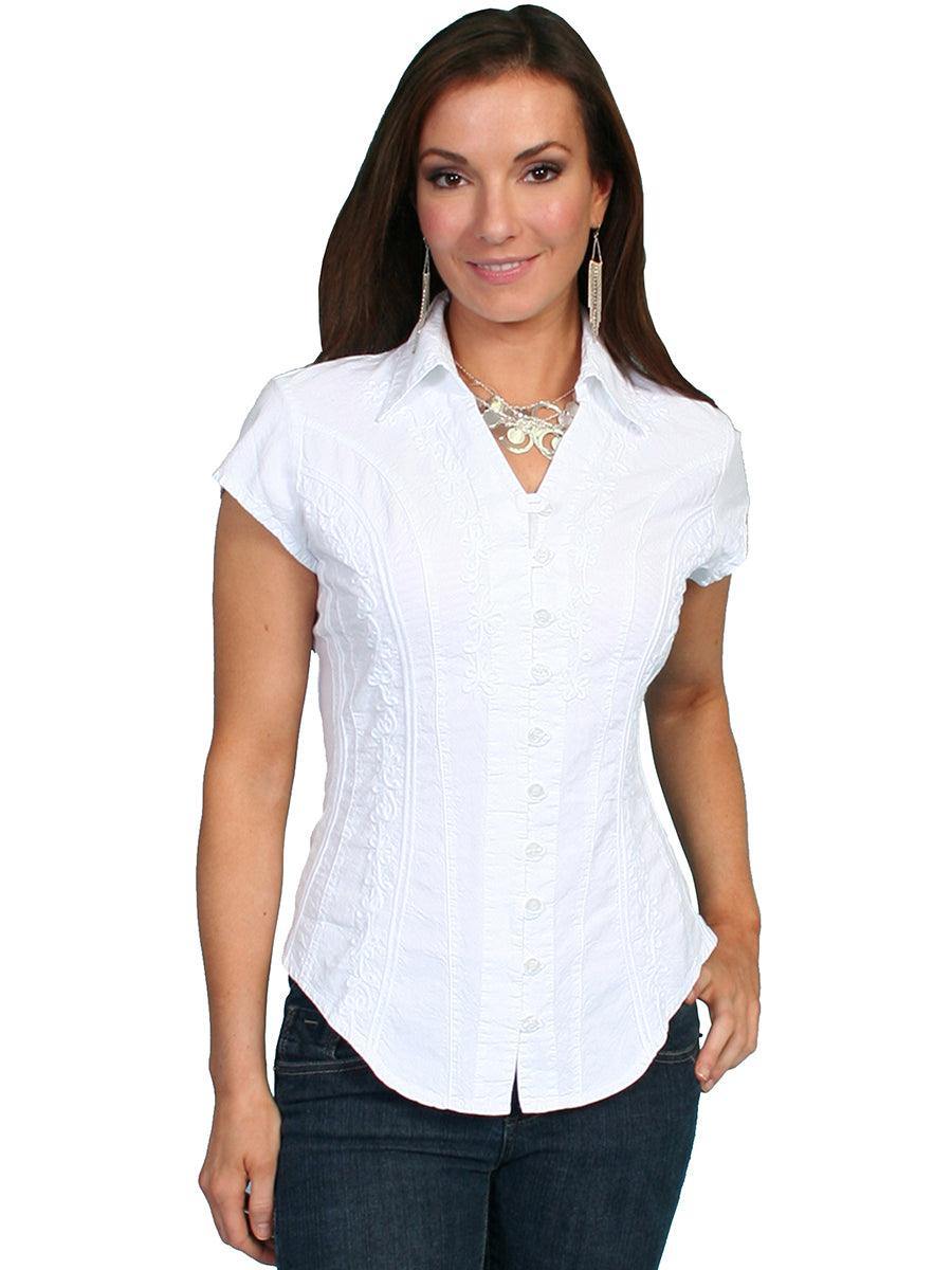 Scully WHITE CAPSLEEVE PERUVIAN COTTON BLOUSE - Scully Leather