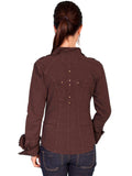 Scully CHOCOLATE LONG SLEEVE W/SOUTACHE CROSS/STUDS - Scully Leather - Flyclothing LLC