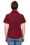 Scully BURGUNDY S/S EMBROIDERED CROSS BACK - Scully Leather - Flyclothing LLC