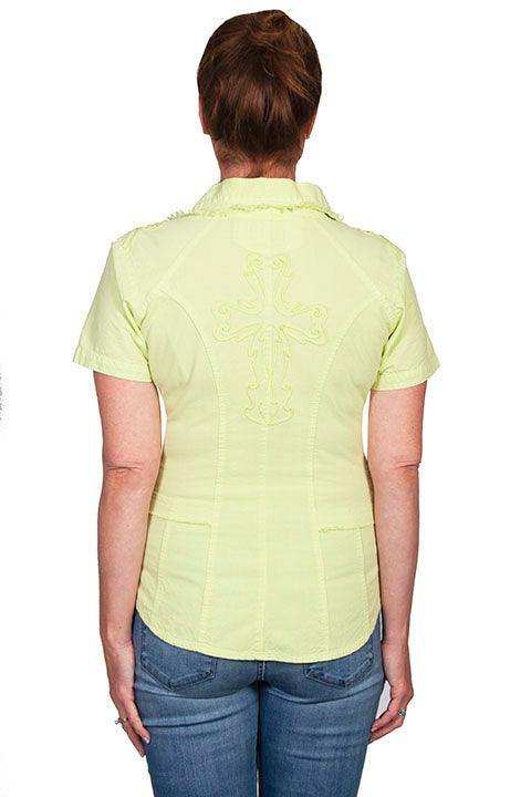 Scully LIME S/S EMBROIDERED CROSS BACK - Scully Leather - Flyclothing LLC