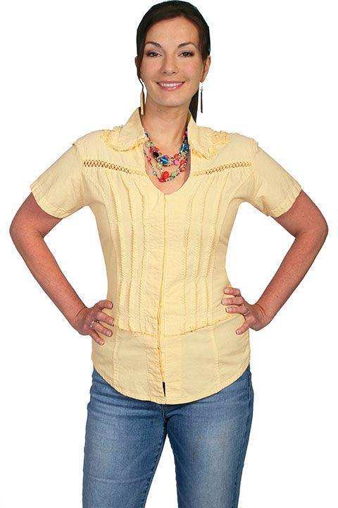 Scully YELLOW S/S EMBROIDERED CROSS BACK - Scully Leather - Flyclothing LLC