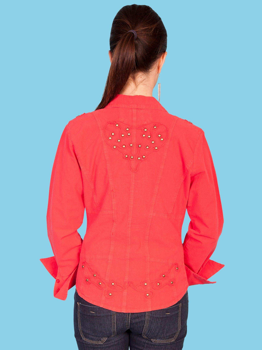 Scully VERMILION L/S W/SOUTACHE HEART ON BACK - Scully Leather - Flyclothing LLC