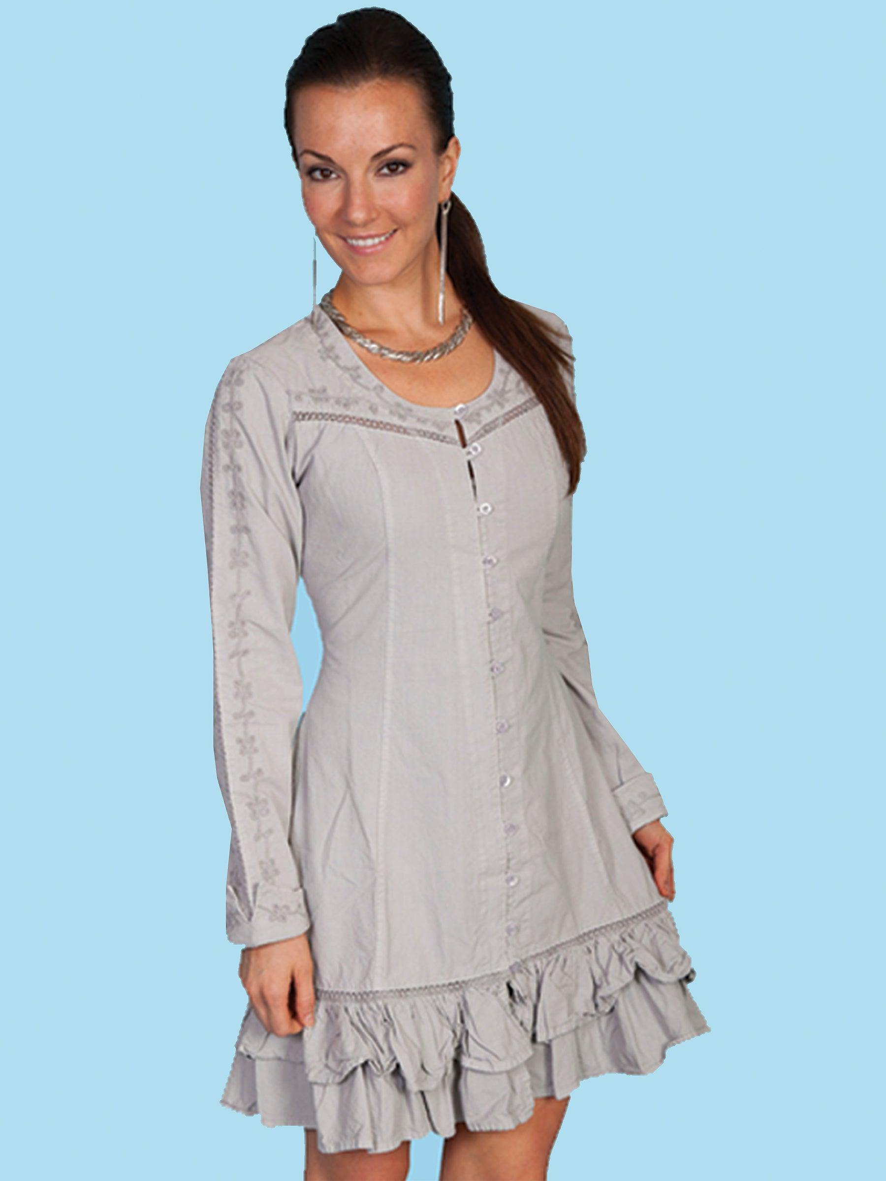 Scully LIGHT GREY BUTTON FRONT L/S JACKET - Scully Leather