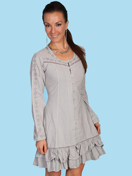 Scully LIGHT GREY BUTTON FRONT L/S JACKET - Scully Leather