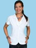 Scully WHITE CAP SLEEVE BLOUSE W/RUFFLE FRONT - Scully Leather - Flyclothing LLC