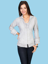 Scully LIGHT GREY L/S CUT OUT CROSS W/EMBROIDERED - Scully Leather - Flyclothing LLC