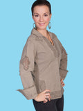 Scully OLIVE L/S CUT OUT CROSS W/EMBROIDERED - Scully Leather
