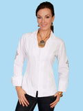 Scully WHITE L/S CUT OUT CROSS W/EMBROIDERED - Scully Leather