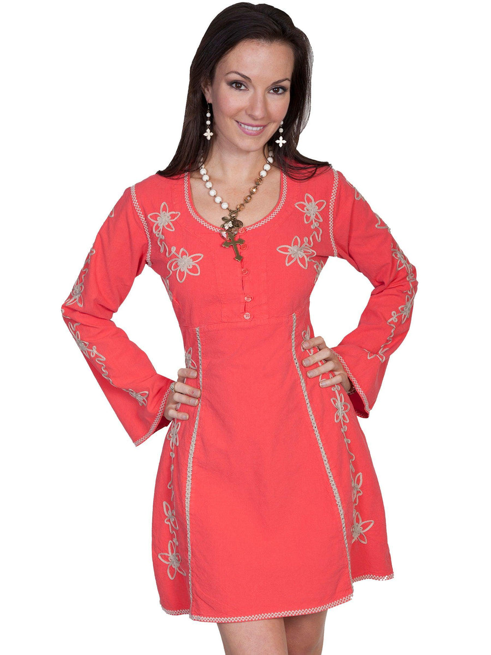 Scully CAYENNE CONTRAST SOUTACHE L/S DRESS - Scully Leather