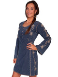 Scully DARK BLUE CONTRAST SOUTACHE L/S DRESS - Scully Leather