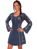 Scully DARK BLUE CONTRAST SOUTACHE L/S DRESS - Scully Leather
