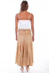 Scully KHAKI ACID WASH SKIRT W/BEADED CORD BELT - Scully Leather - Flyclothing LLC
