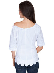 Scully WHITE S/S RUFFLE SCOOP NECK BLOUSE - Flyclothing LLC