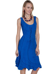 Scully DAZZLING BLUE S/L FRONT & BACK LACE UP DRESS - Flyclothing LLC