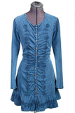 Scully DARK BLUE L/S BUTTON FRONT/BACK LACE UP DRESS - Scully Leather