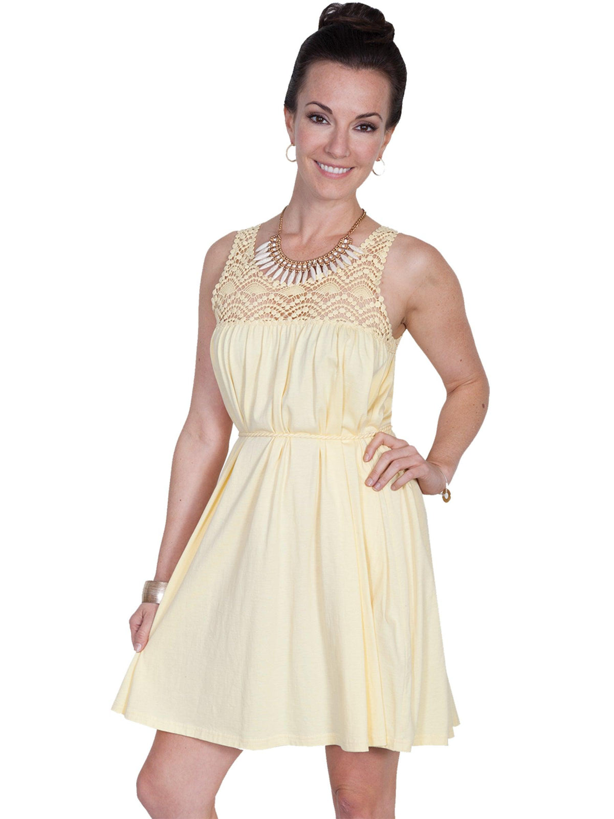 Scully YELLOW  DRESS W/CORD TIE - Flyclothing LLC