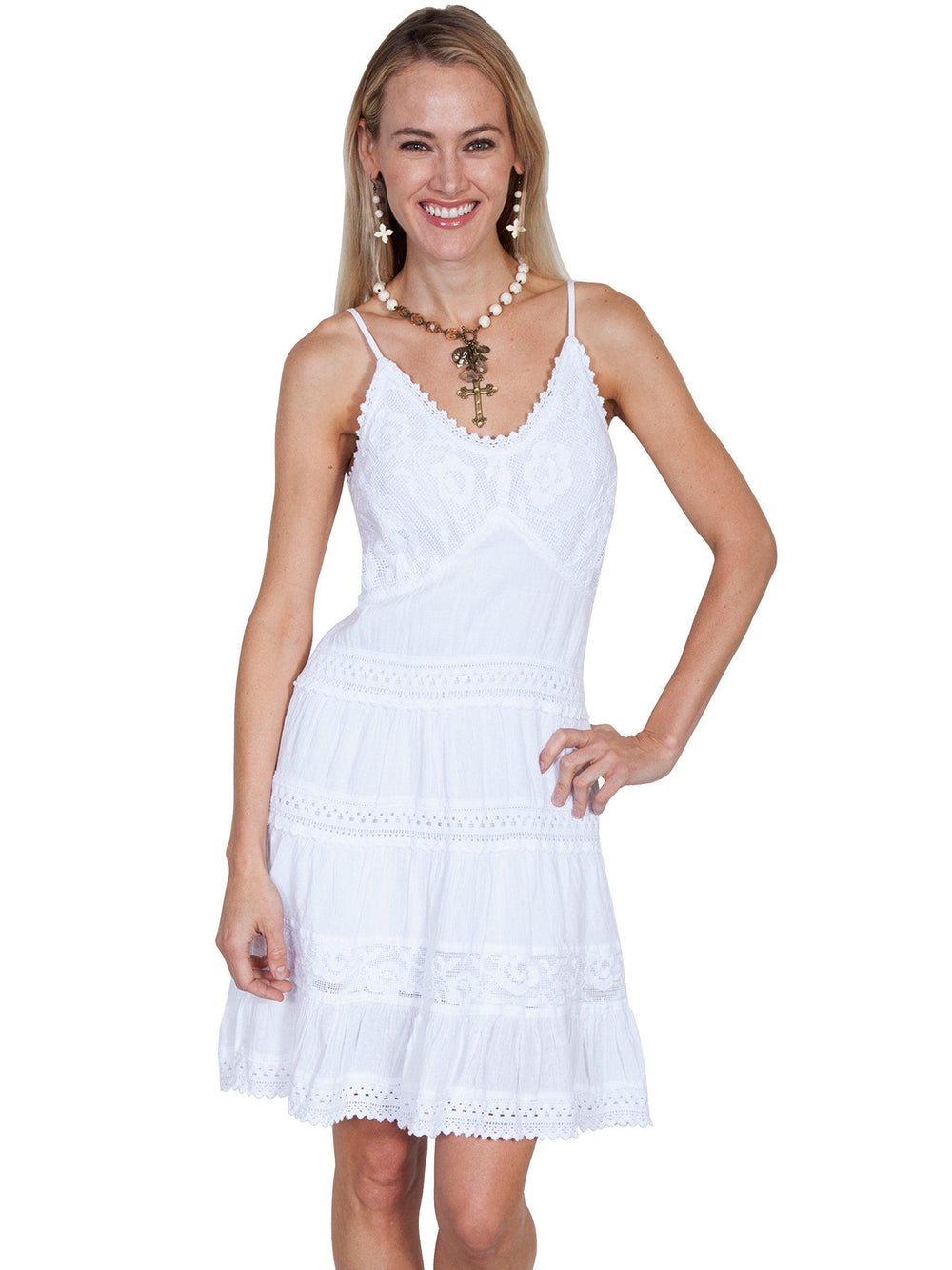Scully WHITE DRESS W/SPAGHETTI STRAPS - Scully Leather