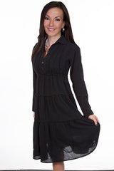 Scully BLACK L/S MULTI PANEL DRESS W/COLLAR - Flyclothing LLC