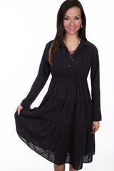 Scully BLACK L/S MULTI PANEL DRESS W/COLLAR - Scully Leather - Flyclothing LLC