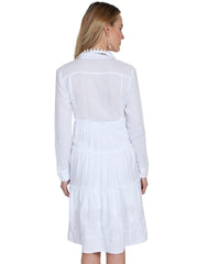 Scully WHITE L/S MULTI PANEL DRESS W/COLLAR - Flyclothing LLC