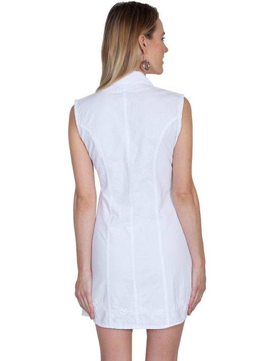 Scully WHITE S/L BUTTON FRONT DRESS - Scully Leather - Flyclothing LLC