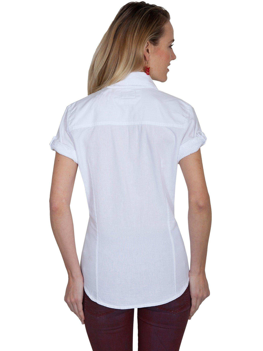 Scully WHITE 2 POCKET BUTTON FRONT BLOUSE - Scully Leather - Flyclothing LLC