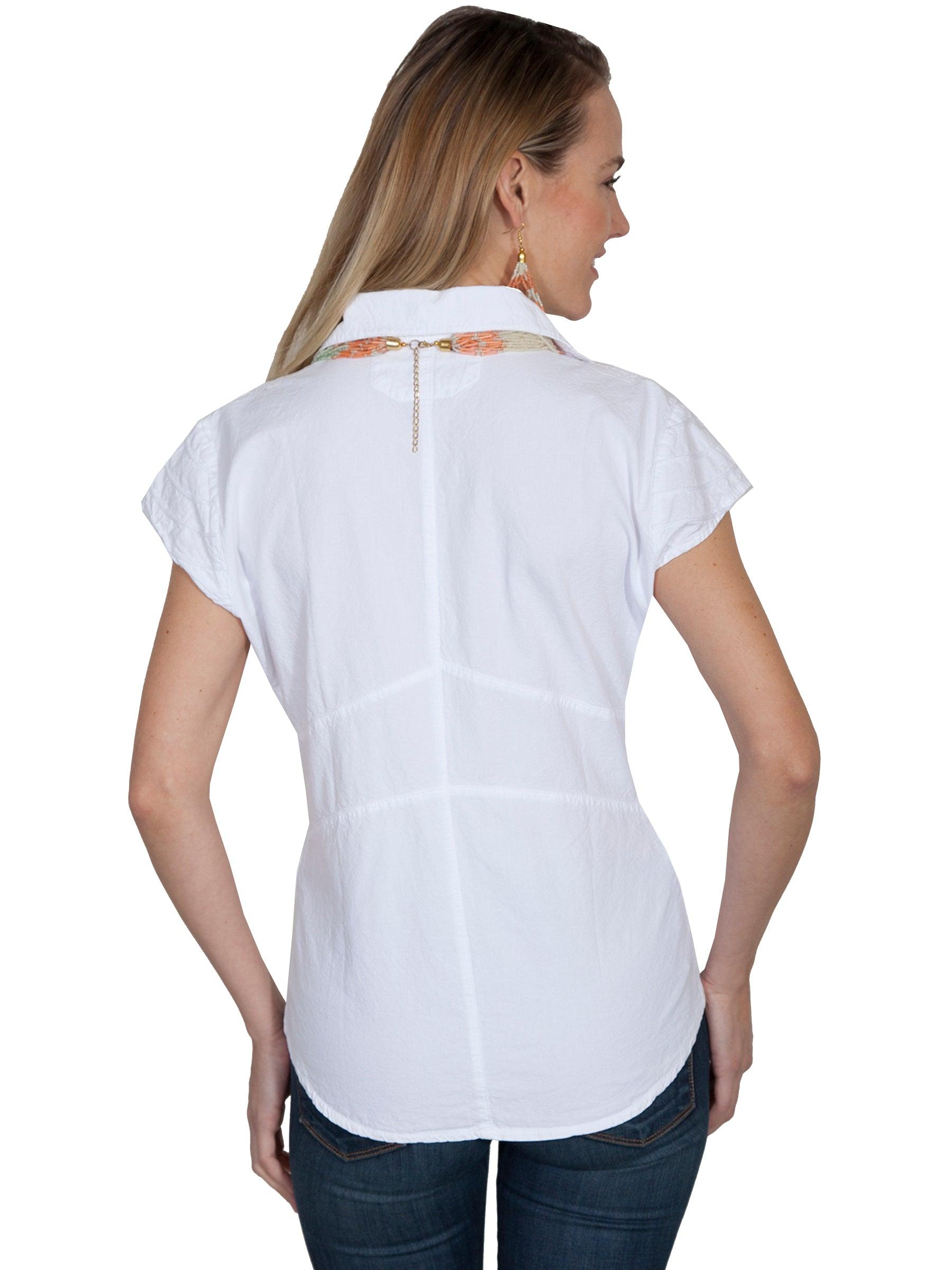 Scully WHITE CAP SLEEVE BUTTON FRONT BLOUSE - Flyclothing LLC