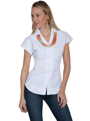Scully WHITE CAP SLEEVE BUTTON FRONT BLOUSE - Flyclothing LLC