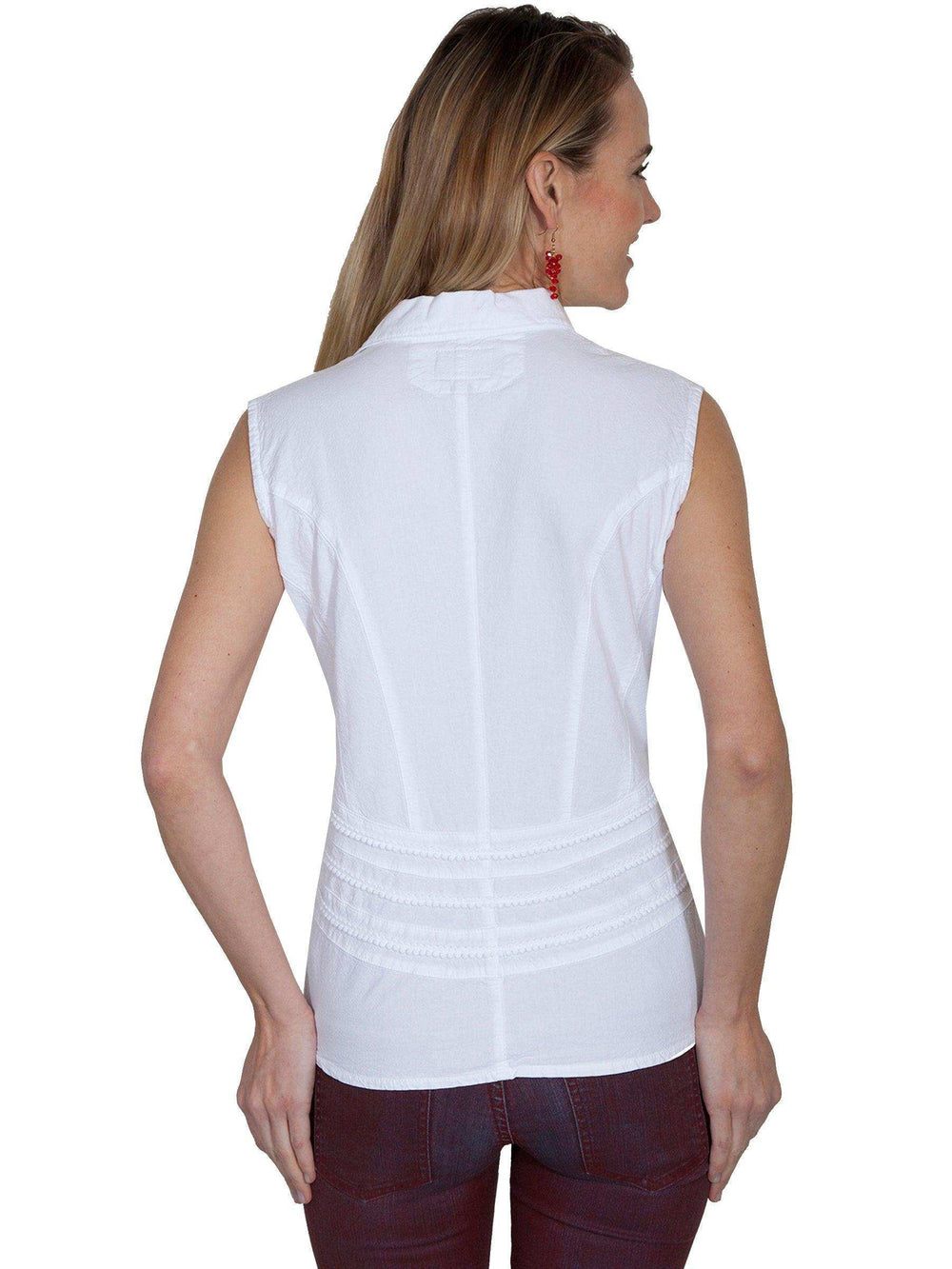 Scully WHITE S/L BUTTON FRONT COLLAR BLOUSE - Scully Leather - Flyclothing LLC
