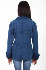 Scully DARK BLUE L/S COLLAR BLOUSE - Scully Leather - Flyclothing LLC