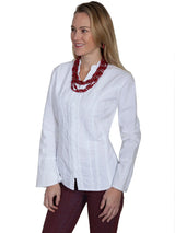Scully WHITE L/S BLOUSE W/BAND COLLAR/BELL CUFFS - Scully Leather - Flyclothing LLC