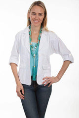 Scully WHITE COTTON JACKET W/ROLL SLEEVES - Scully Leather - Flyclothing LLC