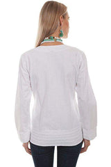 Scully WHITE L/S 4 BUTTON FRONT BLOUSE - Scully Leather - Flyclothing LLC