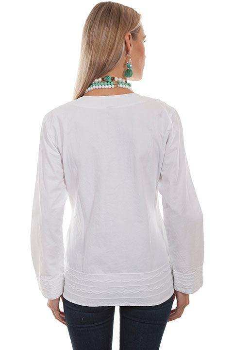 Scully WHITE L/S 4 BUTTON FRONT BLOUSE - Scully Leather - Flyclothing LLC