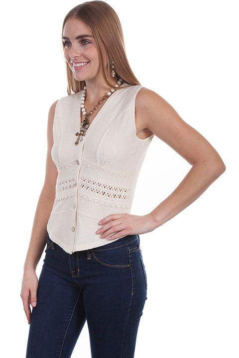 Scully NATURAL SLEEVELESS BUTTON FRONT BLOUSE - Scully Leather - Flyclothing LLC