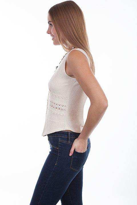 Scully NATURAL SLEEVELESS BUTTON FRONT BLOUSE - Scully Leather - Flyclothing LLC