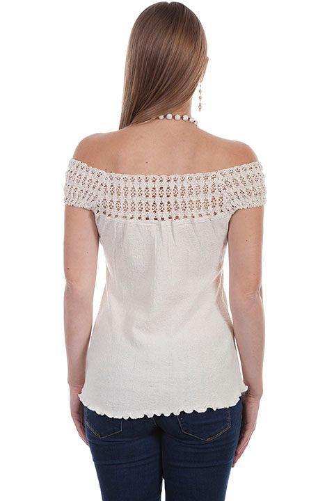 Scully NATURAL CROCHET EMBELLISHED COTTON BLOUSE - Scully Leather - Flyclothing LLC