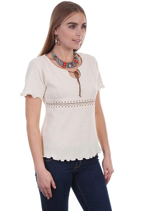 Scully NATURAL C/S LACE UP FRONT COTTON BLOUSE - Flyclothing LLC