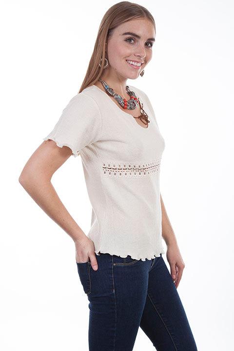 Scully NATURAL C/S LACE UP FRONT COTTON BLOUSE - Flyclothing LLC