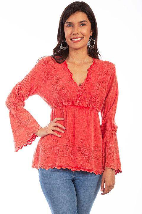 Scully BRICK PLUNGING NECK LINE W/BELL SLEEVES - Scully Leather - Flyclothing LLC