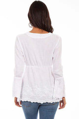 Scully WHITE PLUNGING NECK LINE W/BELL SLEEVES - Scully Leather - Flyclothing LLC