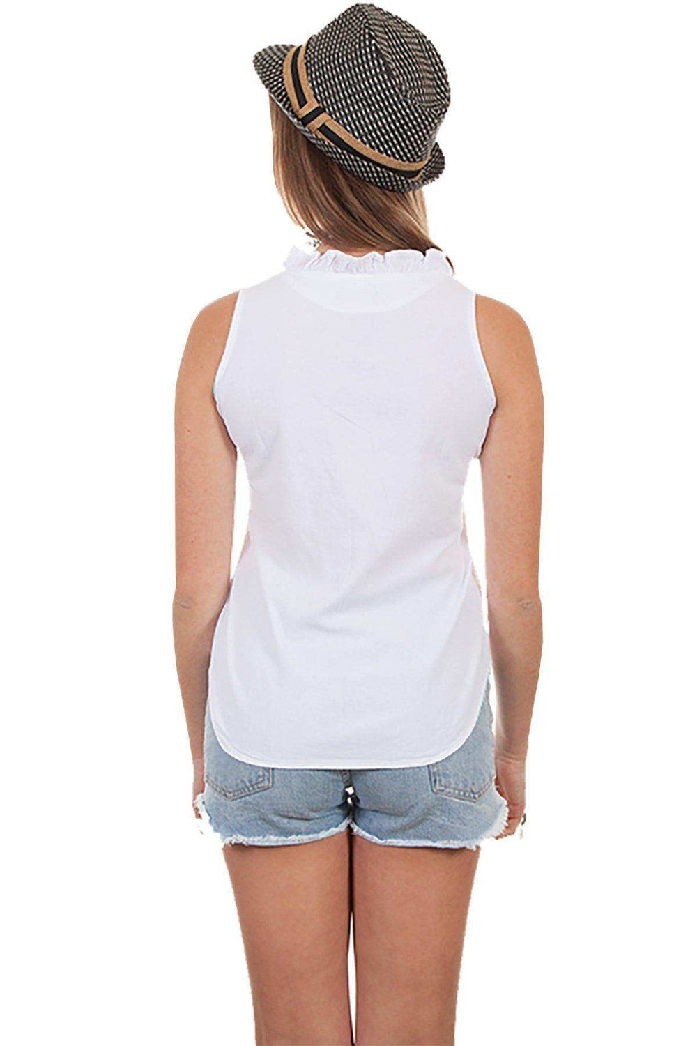 Scully WHITE SLEEVELESS TIE FRONT BLOUSE - Scully Leather - Flyclothing LLC