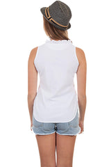 Scully WHITE SLEEVELESS TIE FRONT BLOUSE - Flyclothing LLC