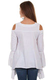 Scully WHITE TIE FRONT COLD SHOULDER BELL SLEEVE - Scully Leather - Flyclothing LLC