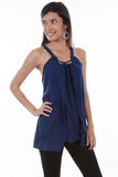 Scully DARK BLUE ROPE STRAP BLOUSE - Scully Leather